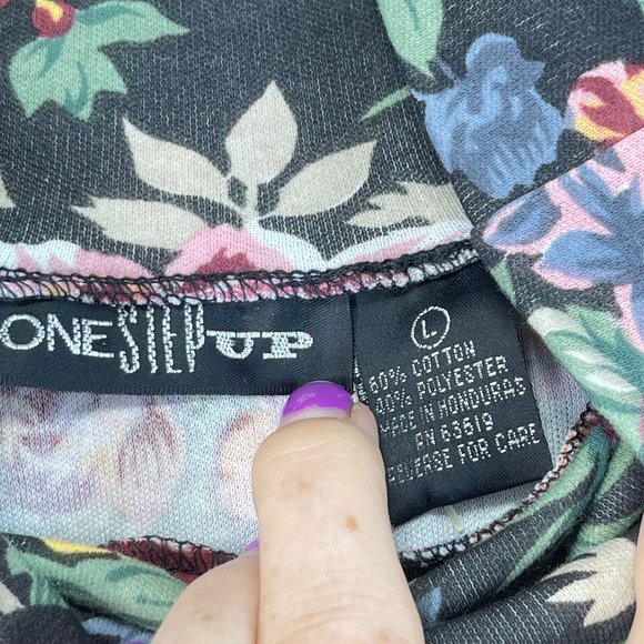 NWT Vintage ONE STEP UP Womens L Black Floral Cottagecore Long Sleeve Turtleneck - Picture 9 of 10
